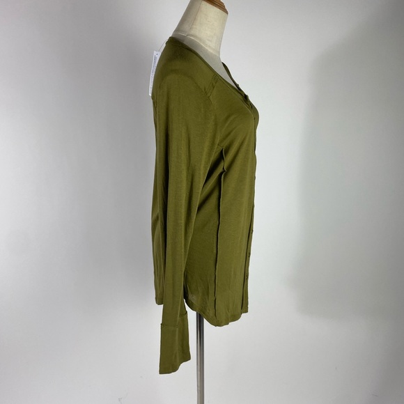 NWT YOUNG FAB BROKE Soft Button Down Long Sleeve Tshirt Olive Green Womens Med - Picture 7 of 8